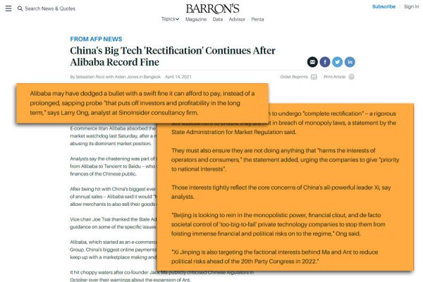 20210414 - China's Big Tech 'Rectification' Continues After Alibaba Record Fine _ - www.barrons.com